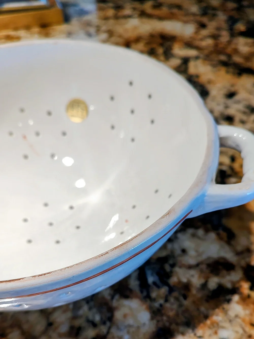 Hand-Painted Bassano Floral Ceramic Colander - White with Multicolor Flowers